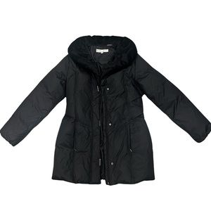 Larry Levine Long Black Puffer Down Filled Pillow Collar Coat Size S